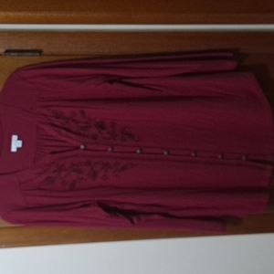 NWOT J Jill Button Front Embroidered Tunic